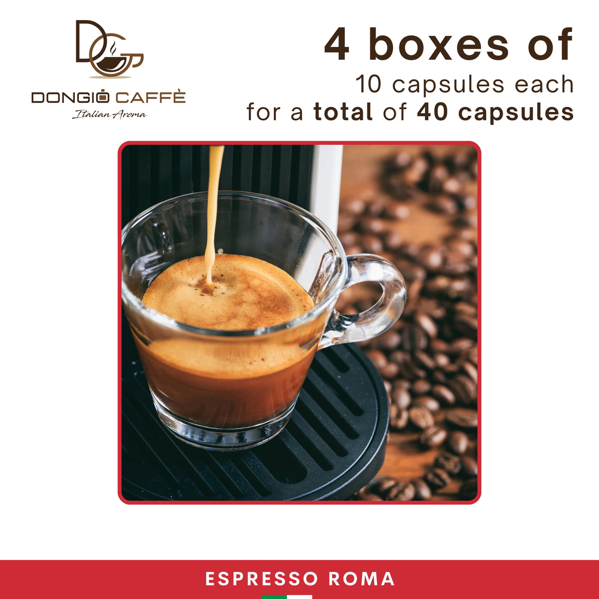 Espresso Capsules Med-Dark Roast Coffee Pods, 40 Ct G215