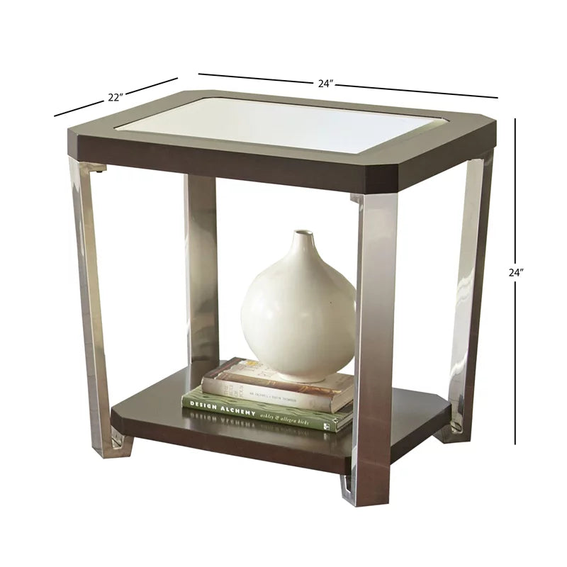 Mirror Top End Table in Espresso Chocolate A315