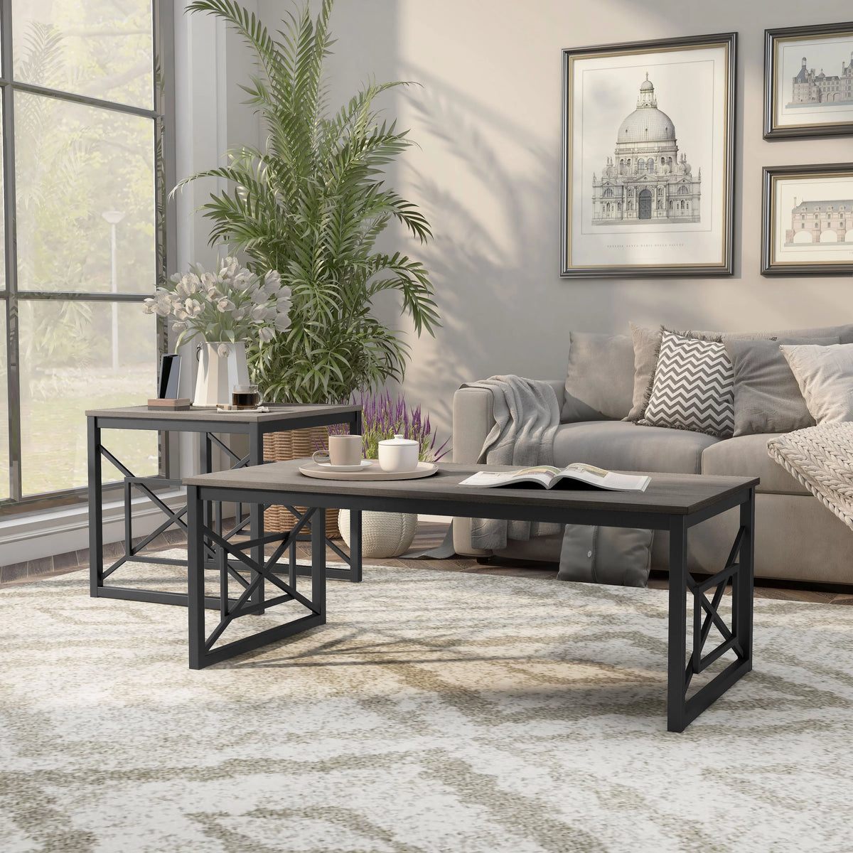 Steel 2-Piece Coffee Table Set K92043