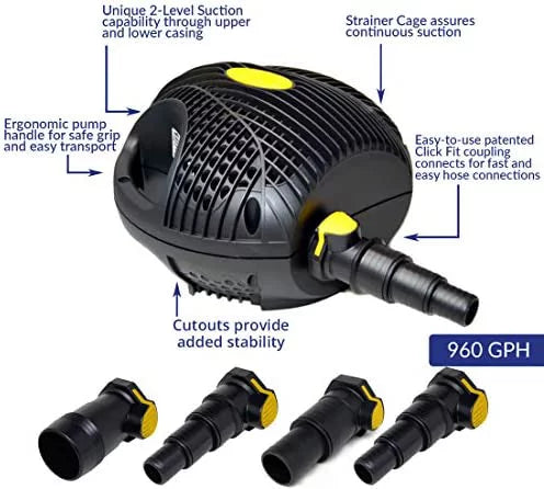 1350 Waterfall and Filter Pump for Ponds Up to 2700-Gallon N11076