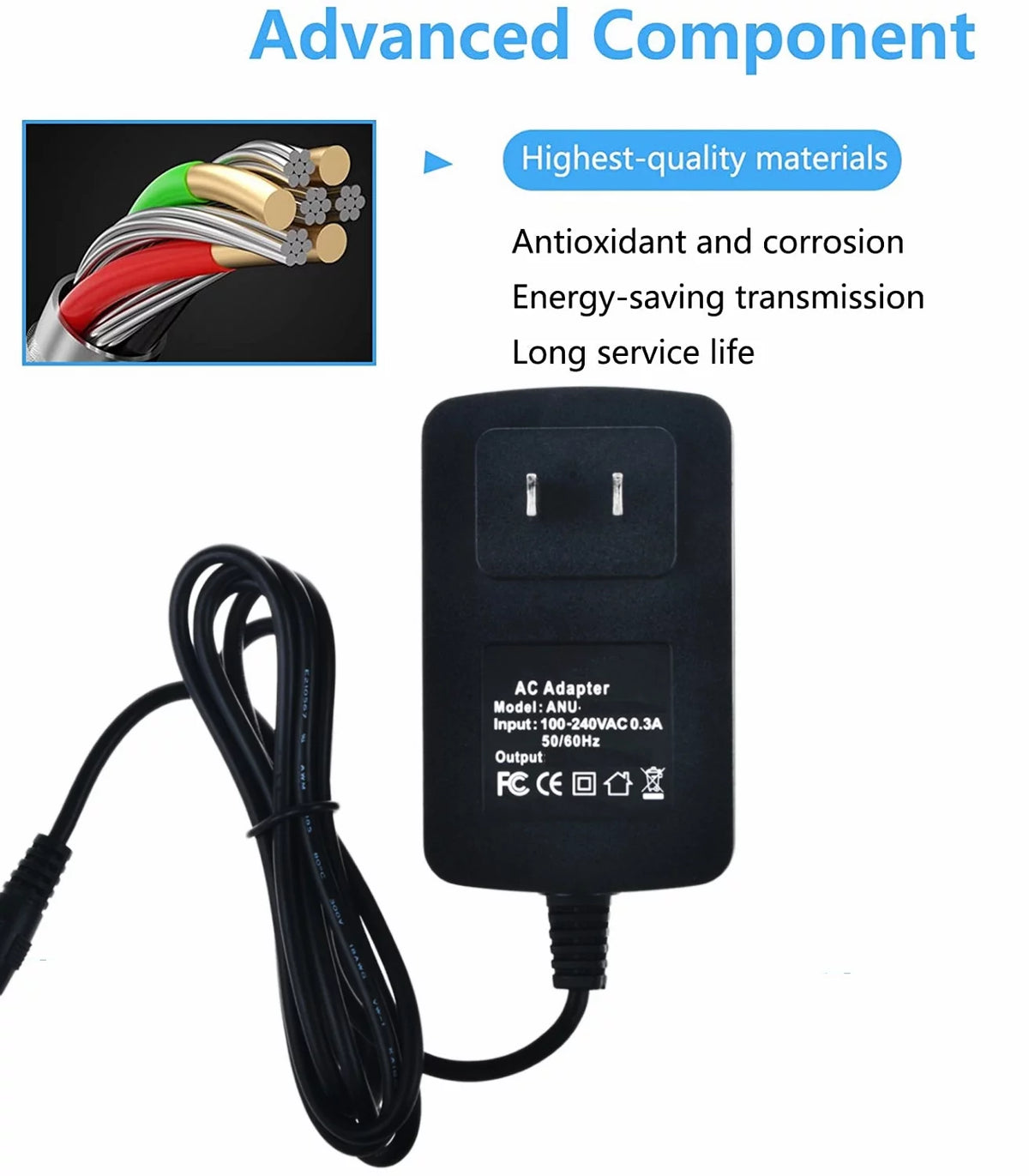 4ft AC-DC Adapter Replacement Power Supply Cord Cable B722
