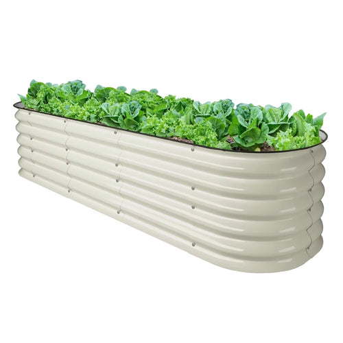 17" Tall Modular Corrugated Metal Raised Garden Bed Kit White 6.5'x2' Z70732