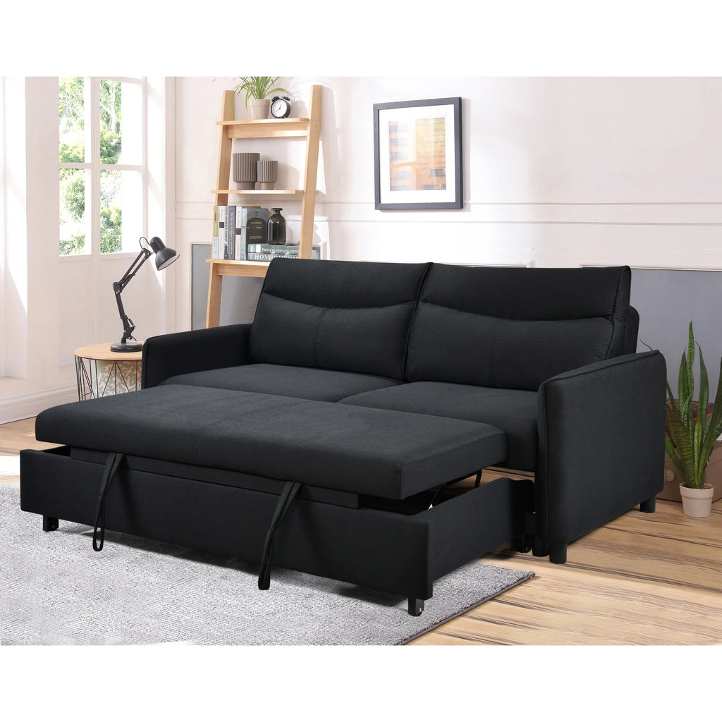 Black Convertible Sleeper Sofa Bed Y673