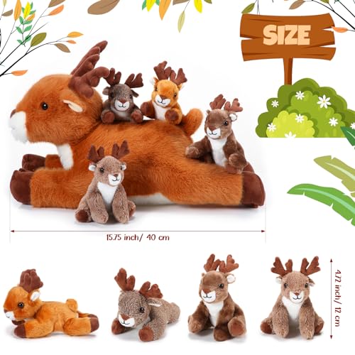 16 Inch Plush Deer Stuffed Animal Set with 4 Little Plush Y91618