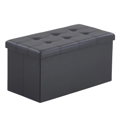 30 inches Folding Storage Ottoman Bench, Black O9594