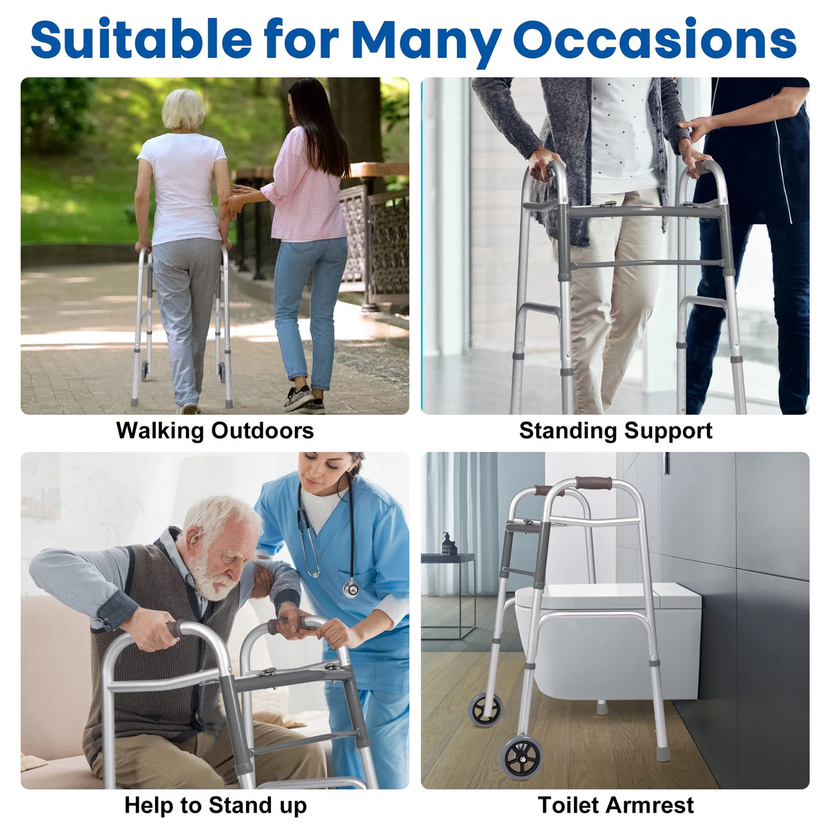 Foldable Adjustable Lightweight Mobility Walker with 5" Wheels R7158
