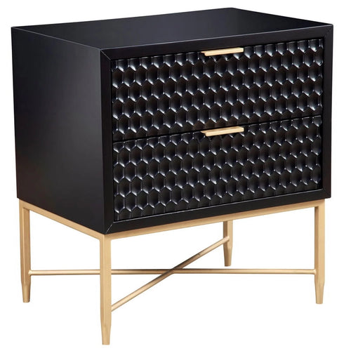 2 Piece Nightstand and Wood Chest Furniture Set in Black N3941