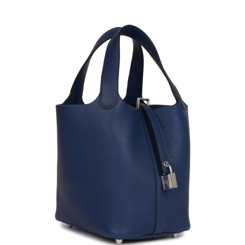 18 Bleu Saphir Palladium Hardware Bucket Bag T547