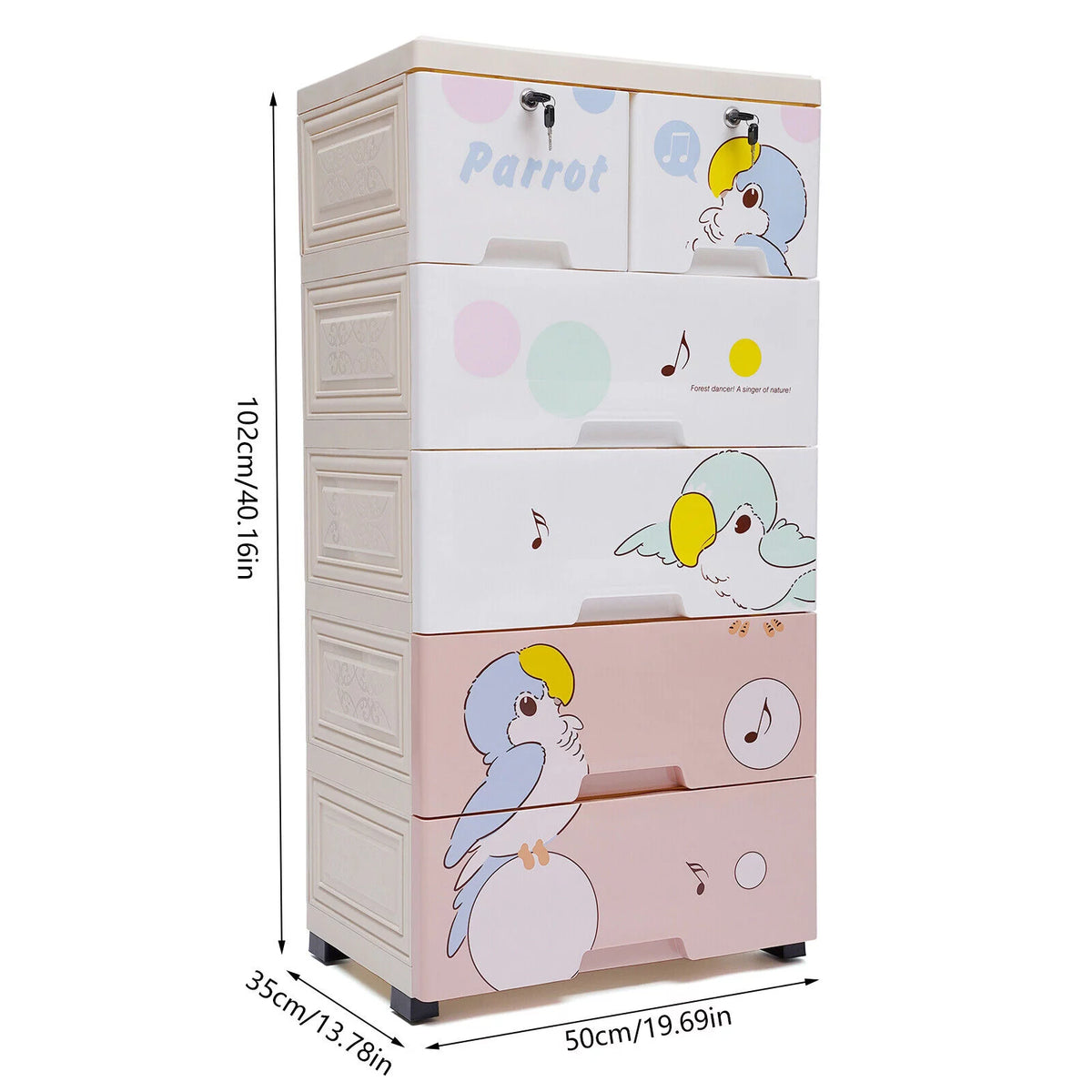 Plastic 6 Drawer Rolling Dresser Storage Cabinet O696662