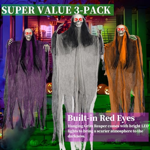 3 Pack Lighted Up Eyes Halloween Hanging Decorations N49691
