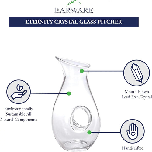 28 Oz Mouth-Blown Lead-Free Crystal Pitcher H4209