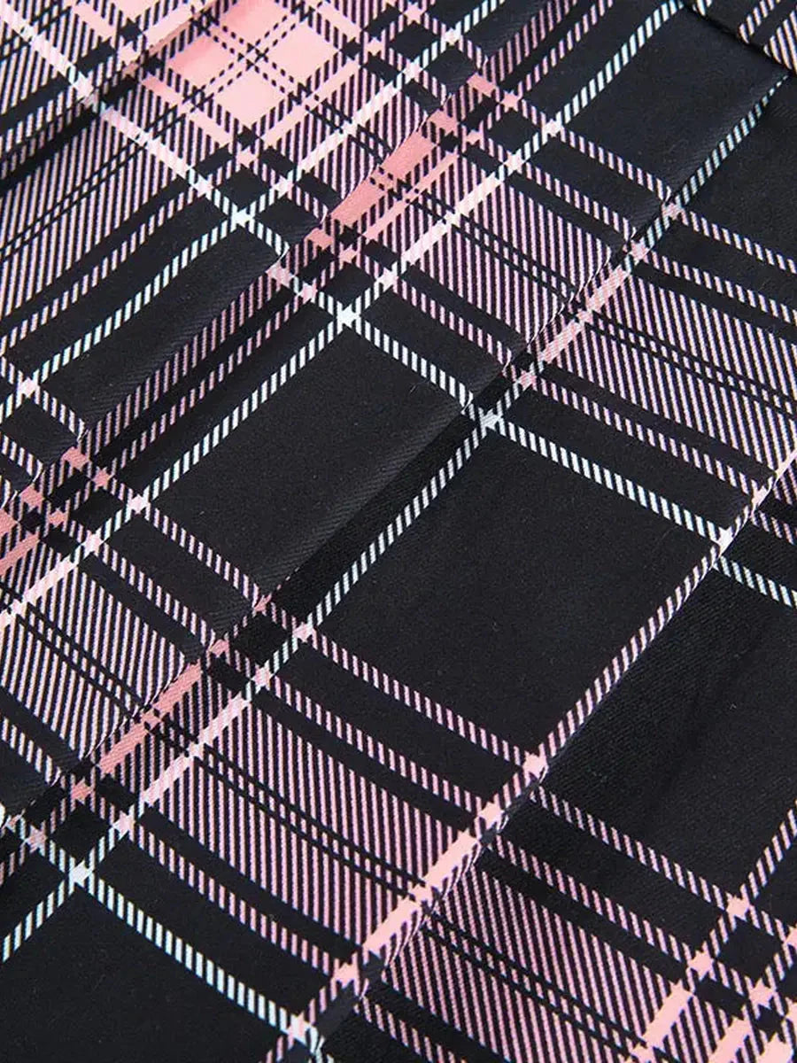 Pink Plaid Lace Skirt S44400