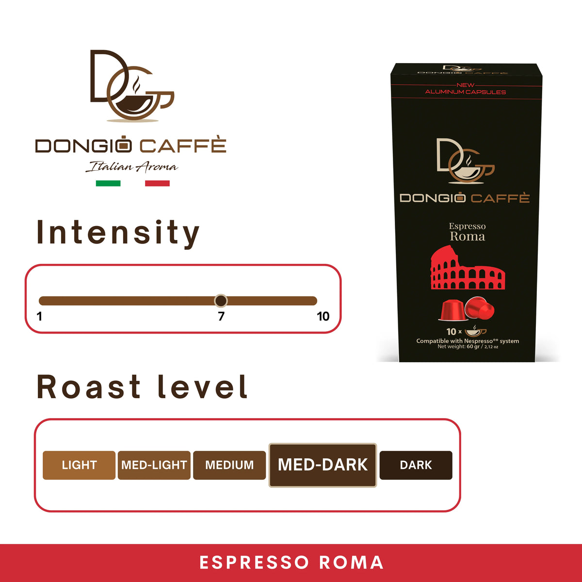 Espresso Capsules Med-Dark Roast Coffee Pods, 40 Ct G215