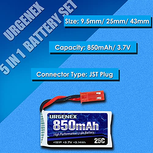 3.7V 850mah Rechargeable Lipo with JST Plug X5 Charger G63977