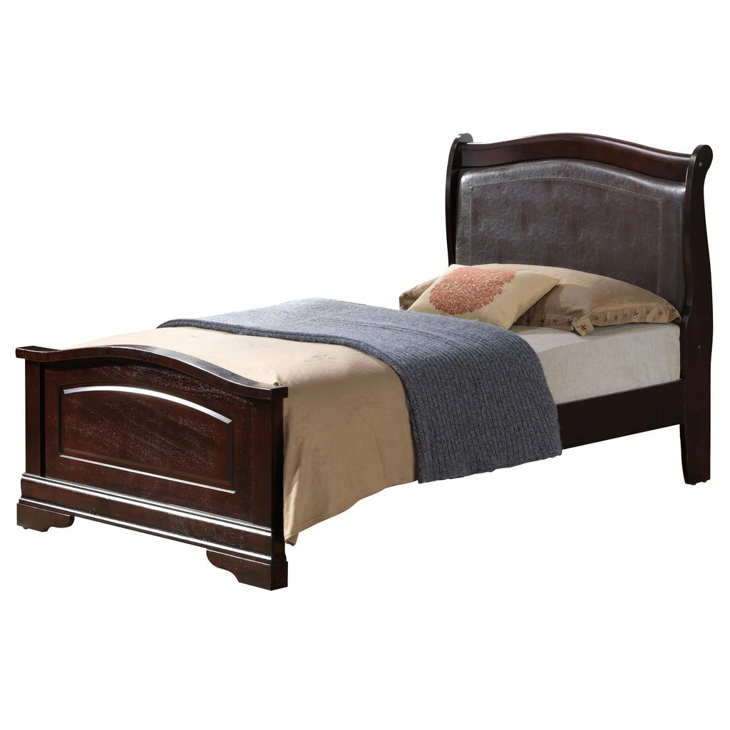 Black Faux Leather and Wood Full Bed W617