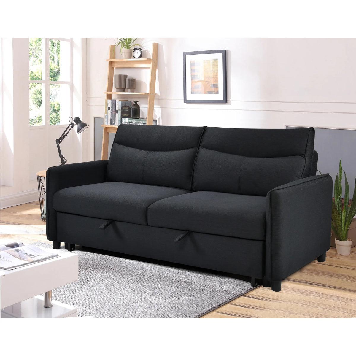 Black Convertible Sleeper Sofa Bed Y673