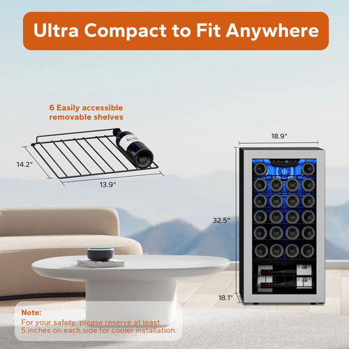 32 Bottle Mini Wine Cooler with Glass Door Q79533
