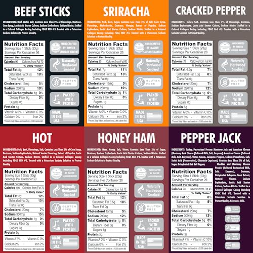 26 Piece Meat Sticks Gift Basket with Beef Sticks, Pork, Turkey, Ham & Cheese Sticks A741