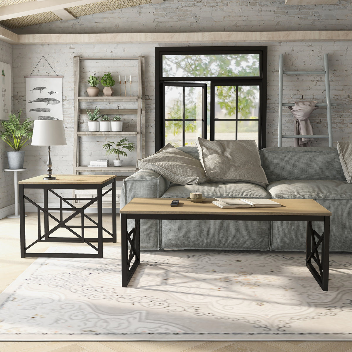 Steel 2-Piece Coffee Table Set K92043