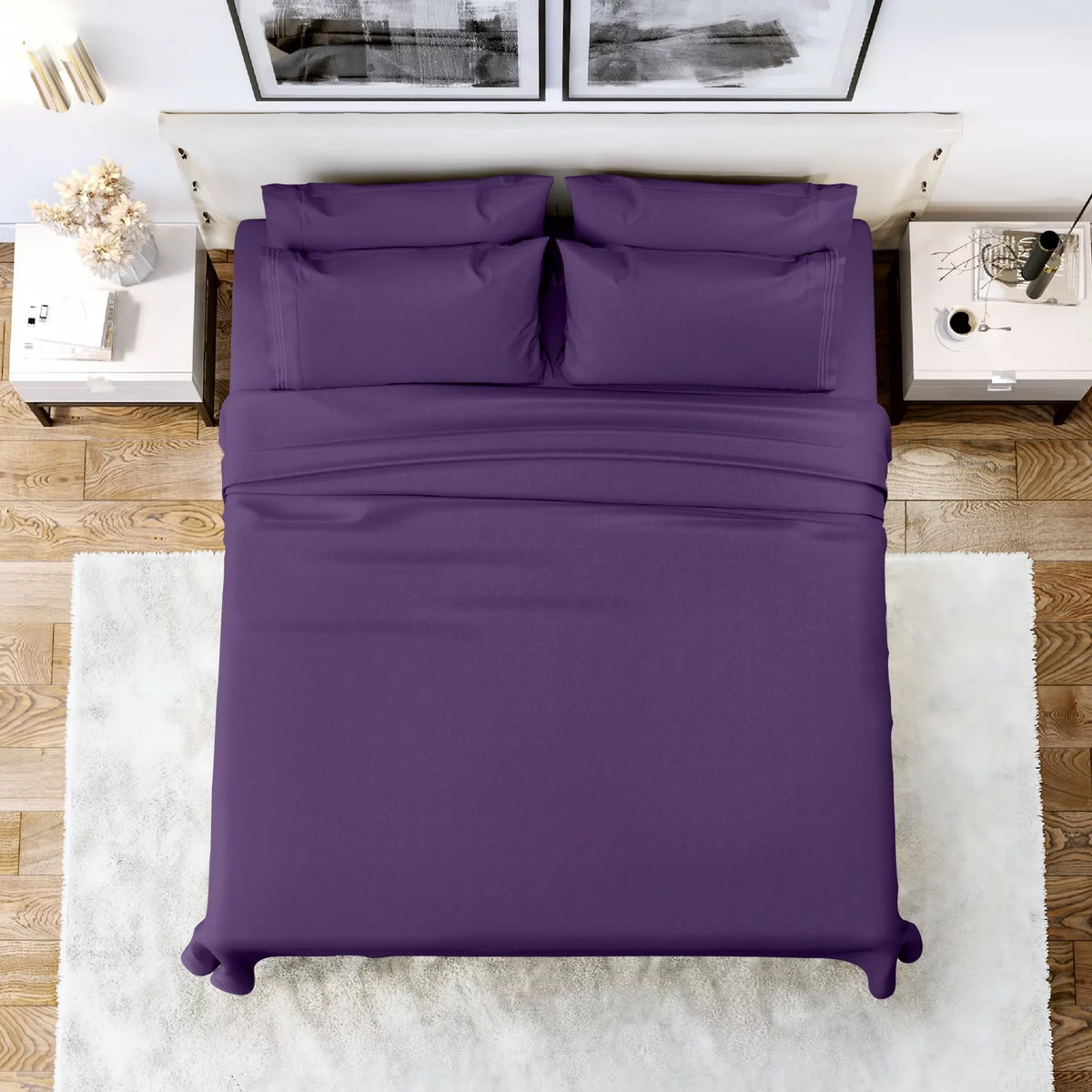 Double-Brushed Microfiber Deep Pocket Full Bed Sheets Set Z87398