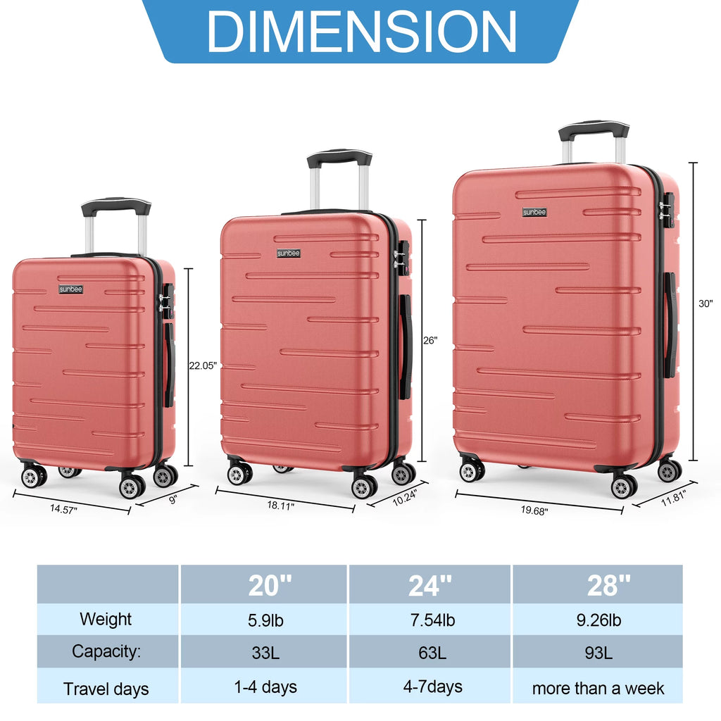 3 Piece Hardshell Lightweight Spinner Luggage Set W784