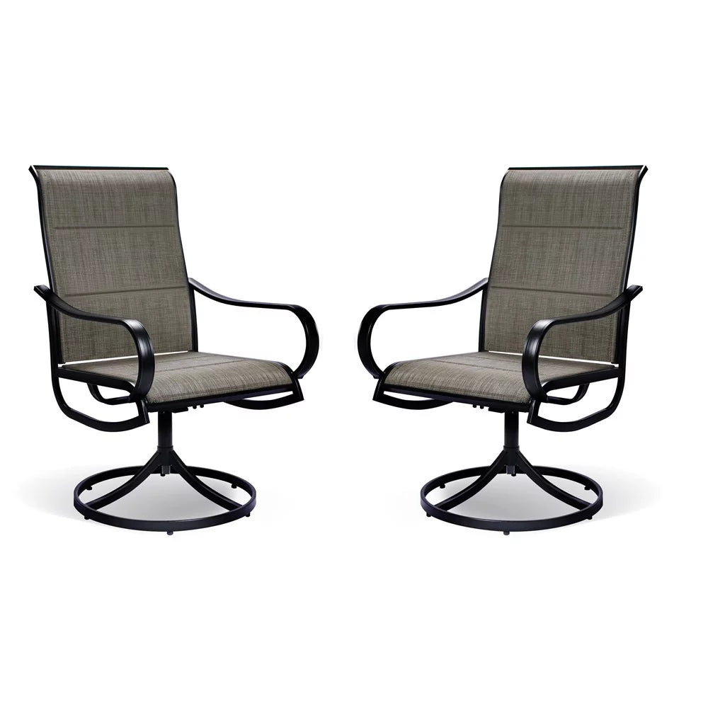 Set of 2 Swivel Dining Chairs Textilene Mesh Fabric Black Frame V5597