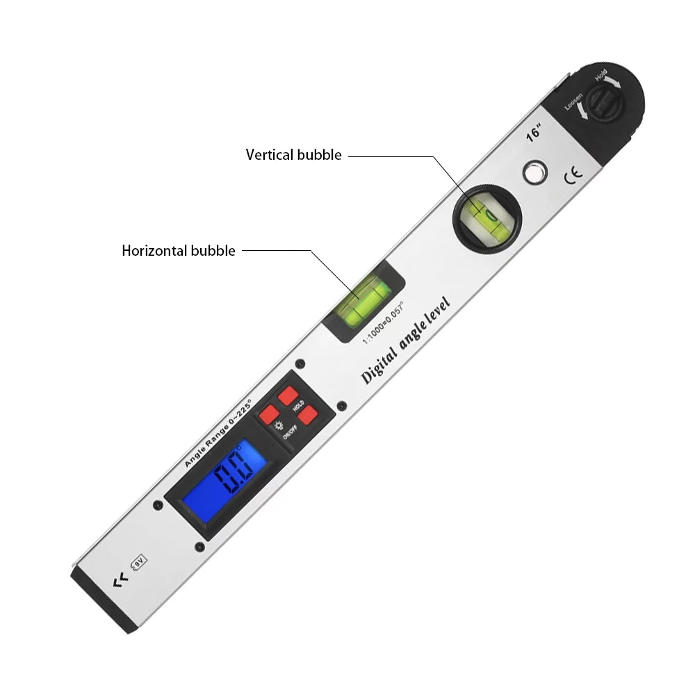 Digital Angle Level Meter 0-225 Degree 16inch 400mm Electronic Protractor R149067