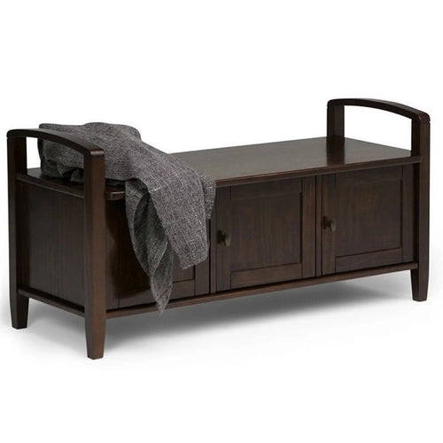 22" Wood Entryway Bench in Tobacco Brown Stain Y102641