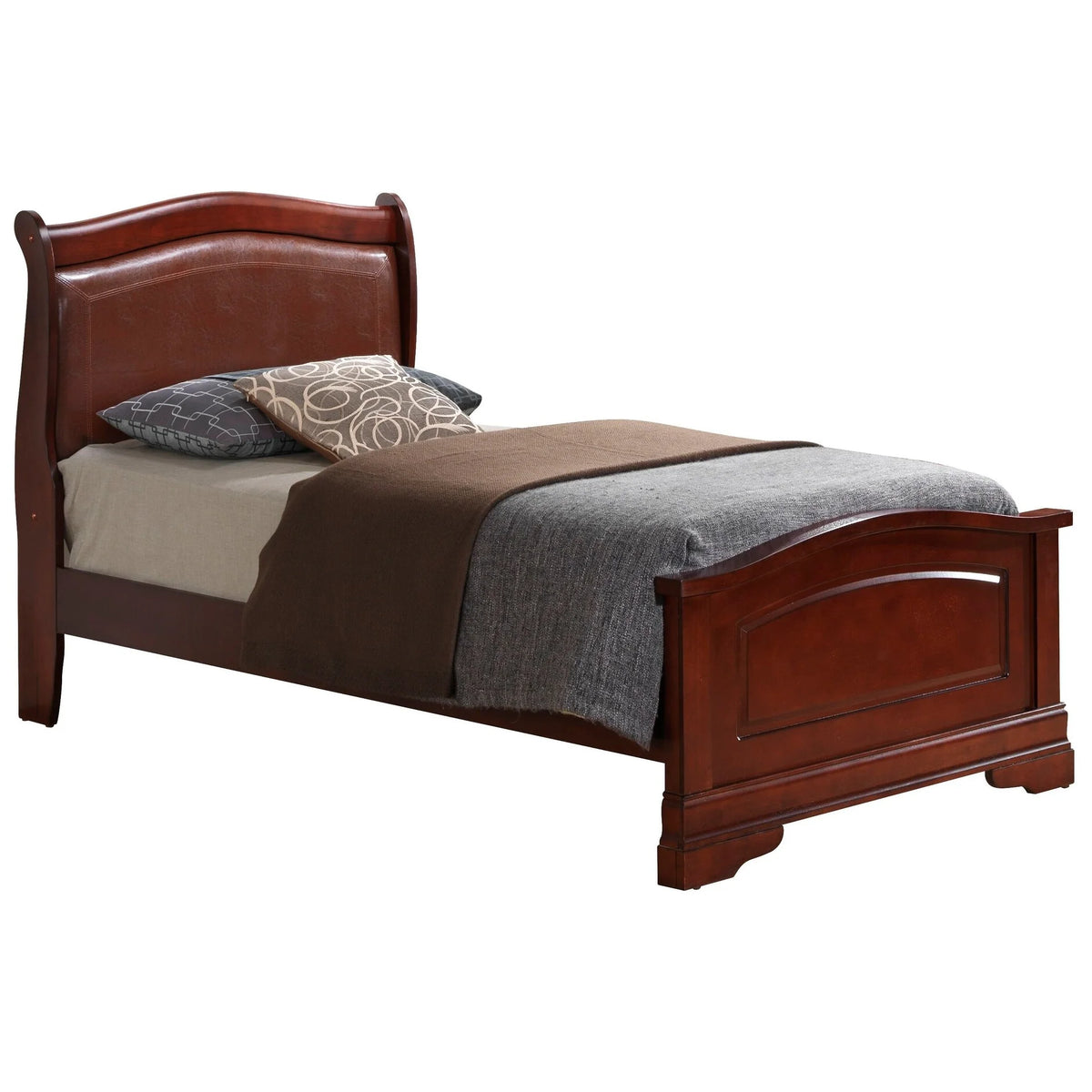 Black Faux Leather and Wood Full Bed W617
