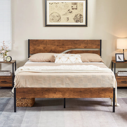 3-Piece Full Bedroom Set with Platform Bed Frame and 2 Nightstand L893