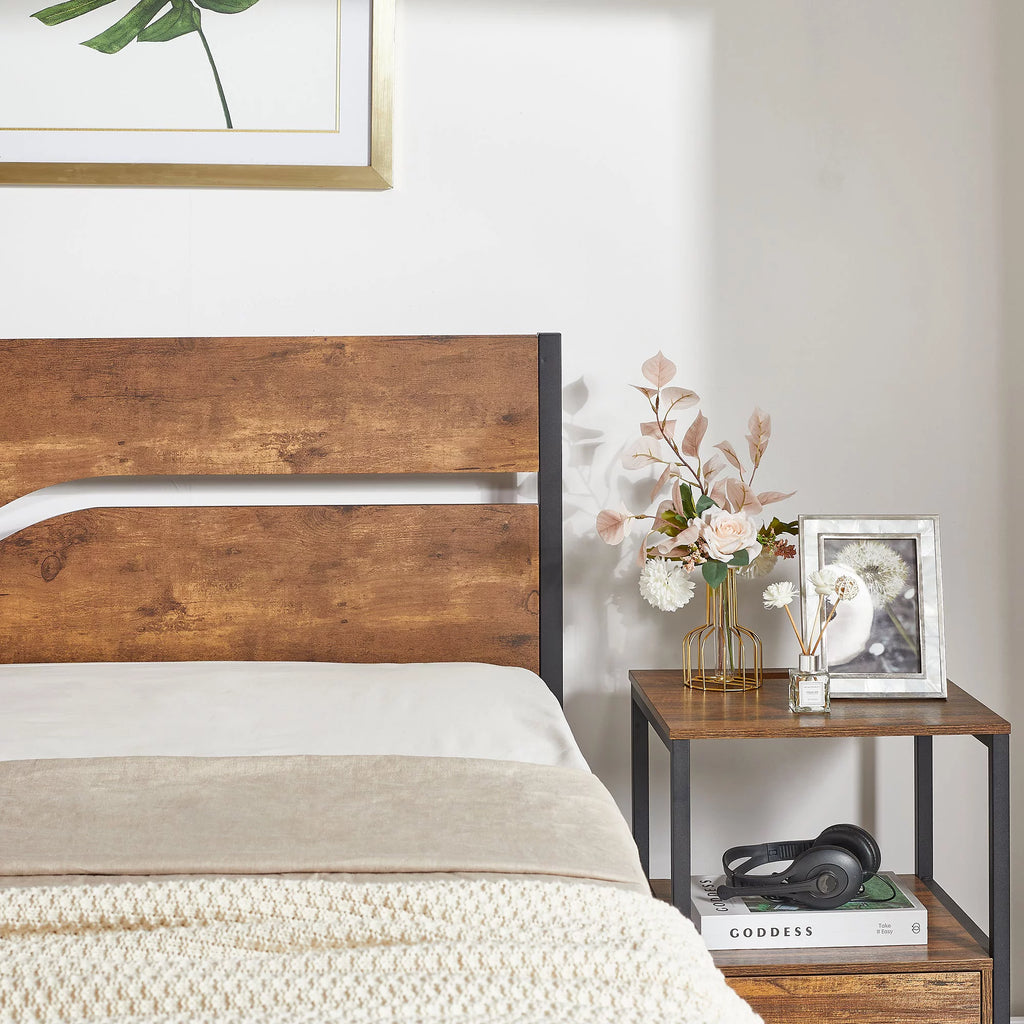 3-Piece Full Bedroom Set with Platform Bed Frame and 2 Nightstand L893