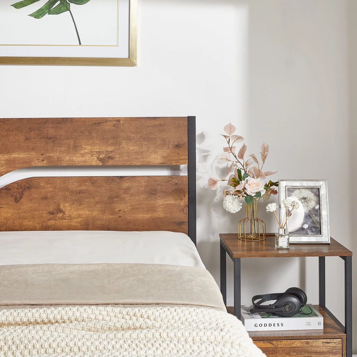 3-Piece Full Bedroom Set with Platform Bed Frame and 2 Nightstand L893