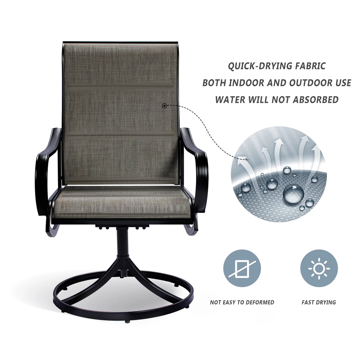 Set of 2 Swivel Dining Chairs Textilene Mesh Fabric Black Frame V5597