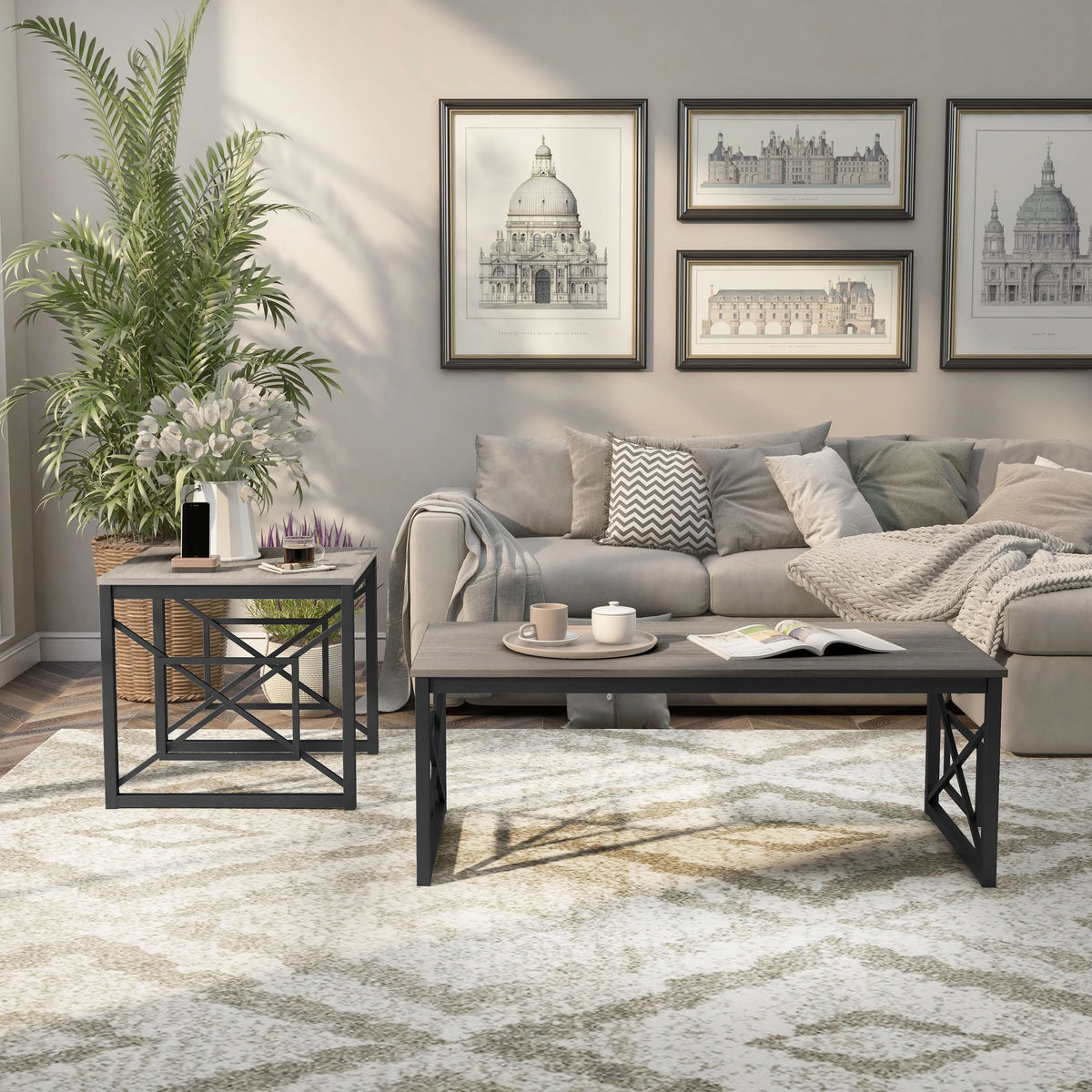 Steel 2-Piece Coffee Table Set K92043