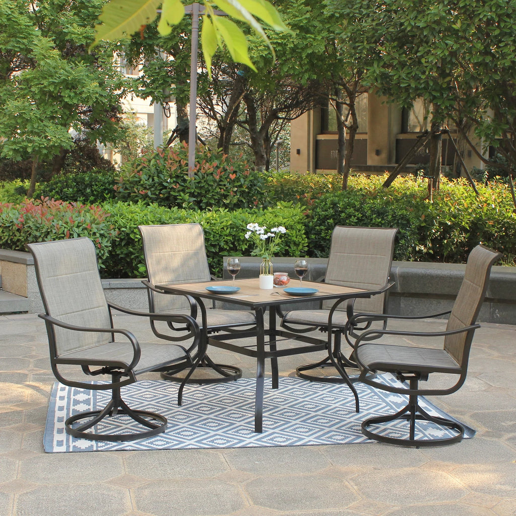Set of 2 Swivel Dining Chairs Textilene Mesh Fabric Black Frame V5597