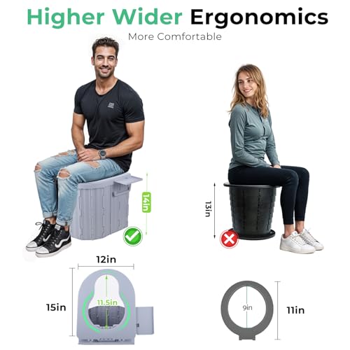 14'' Portable Camping Toilet with Lid and Paper Holder H170340