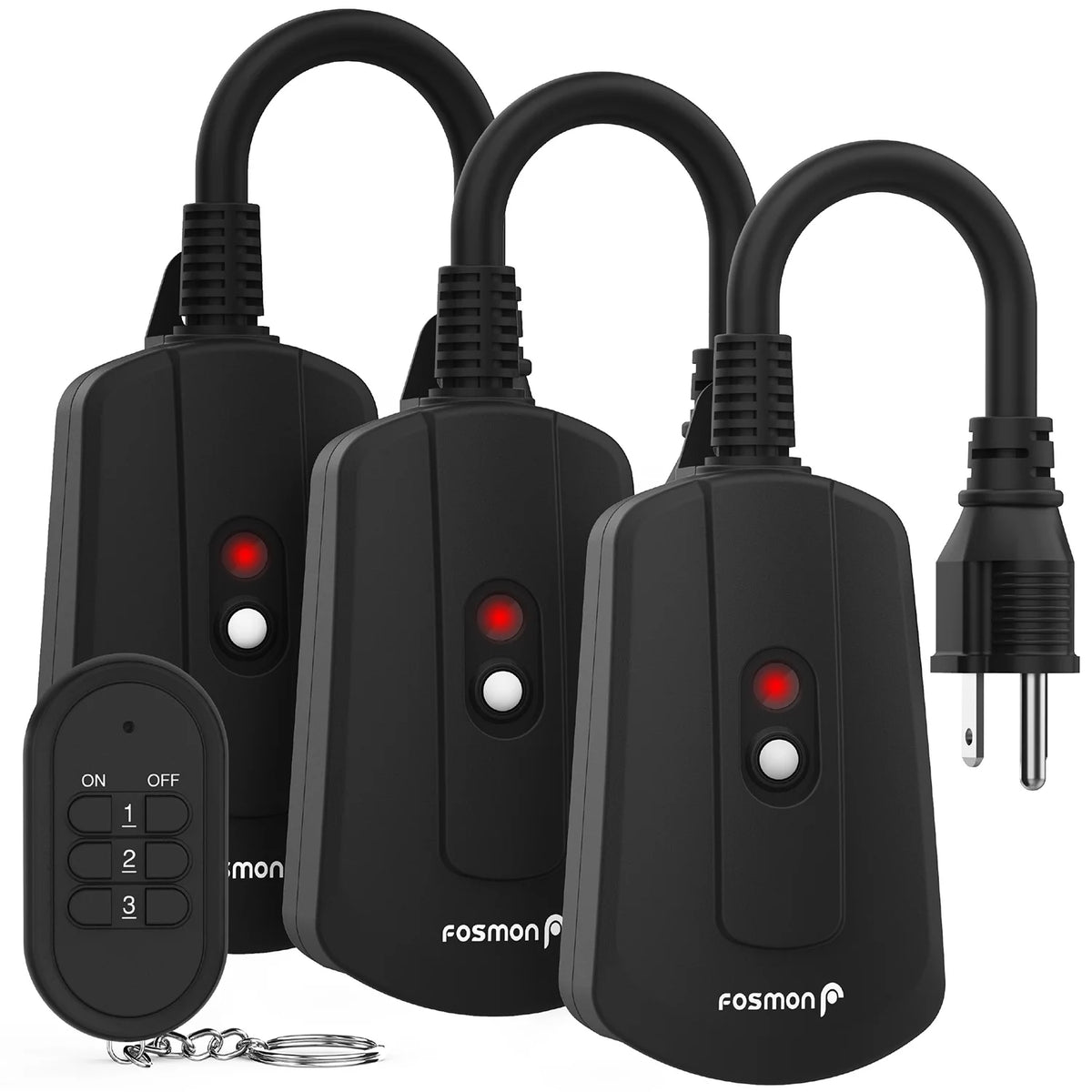 Wireless Remote Control 3-Prong Outlet 3 Receiver 1 Remote F3799