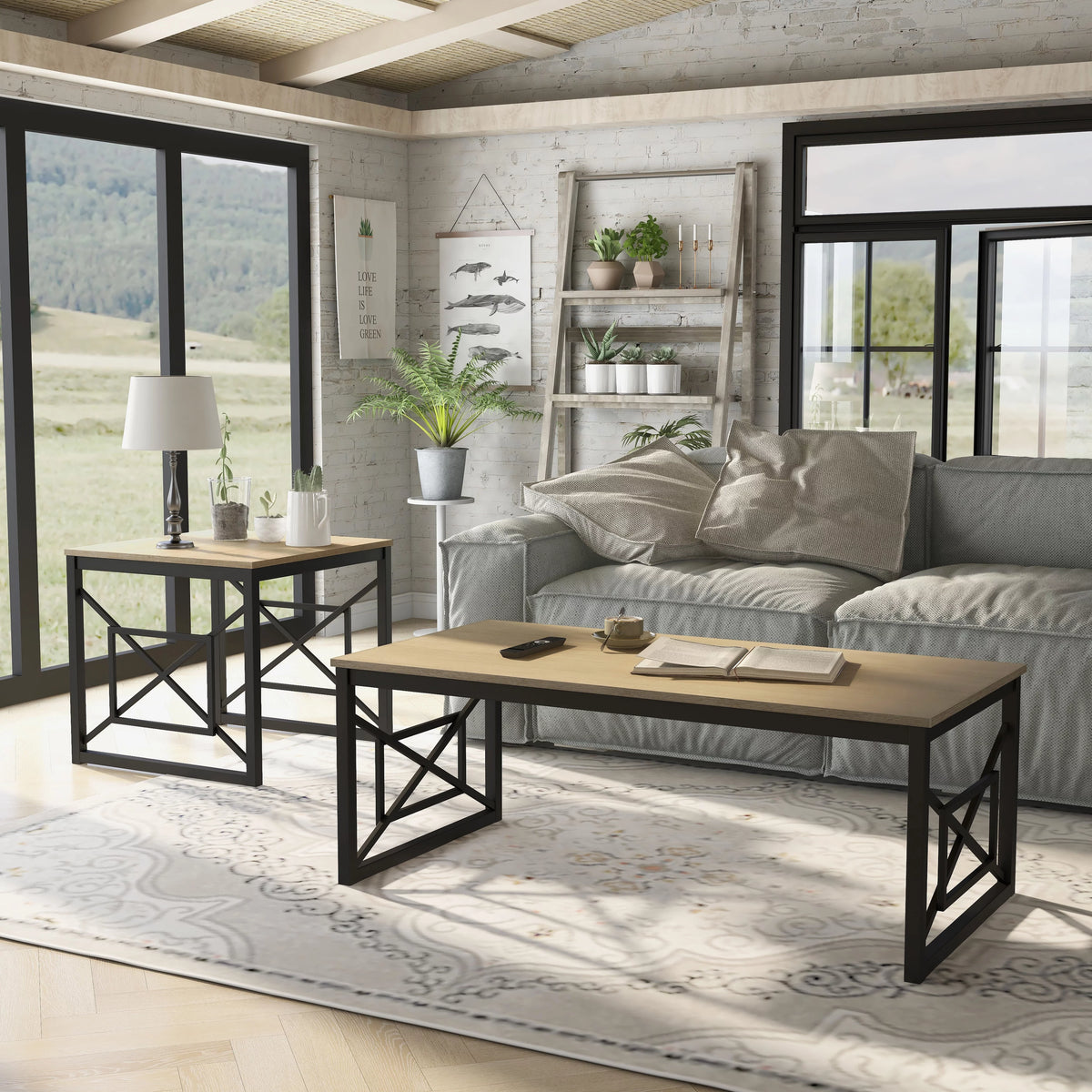 Steel 2-Piece Coffee Table Set K92043