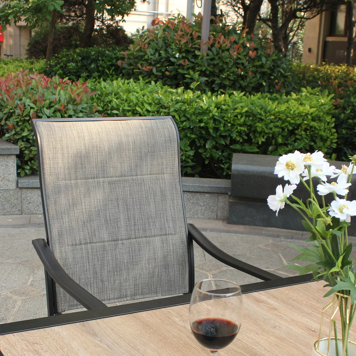 Set of 2 Swivel Dining Chairs Textilene Mesh Fabric Black Frame V5597