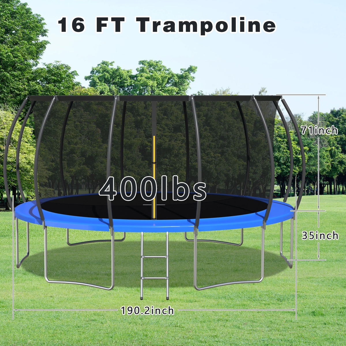 16 FT Trampoline with Safety Enclosure Net and Ladder O60779