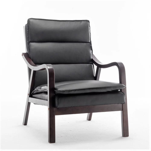 24.8" Wide Mid-Century Modern Faux Leather Armchair Y782034