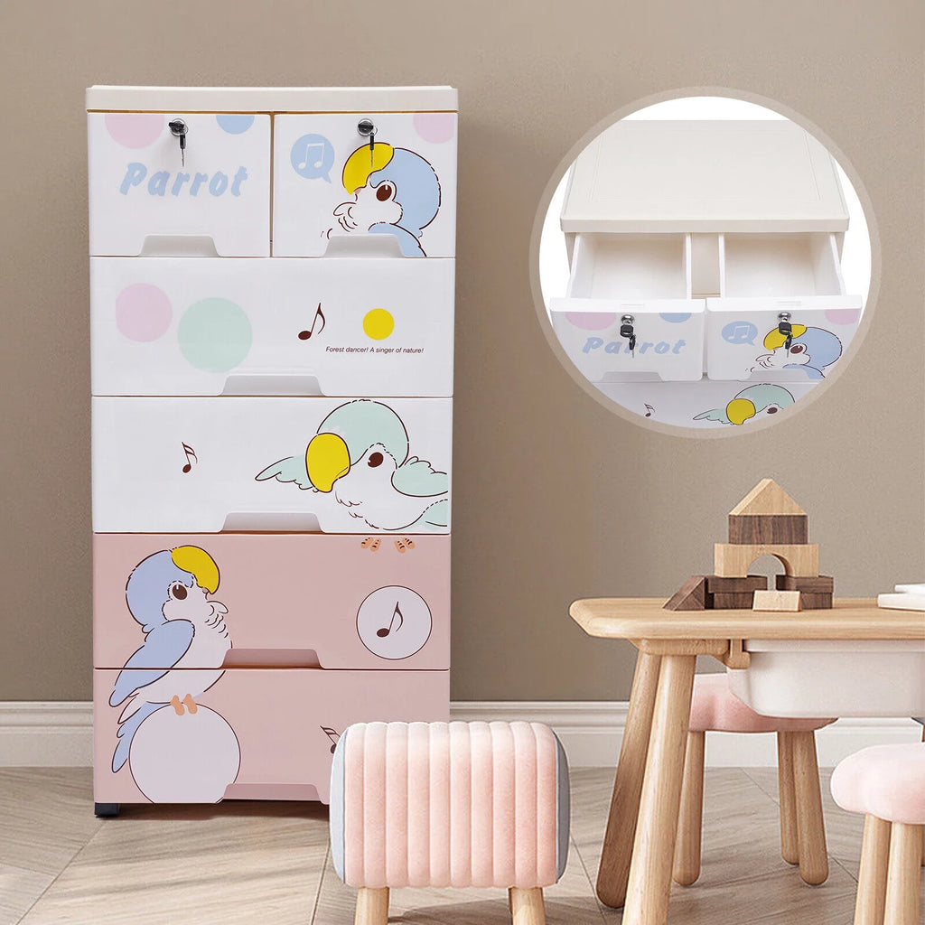 Plastic 6 Drawer Rolling Dresser Storage Cabinet O696662