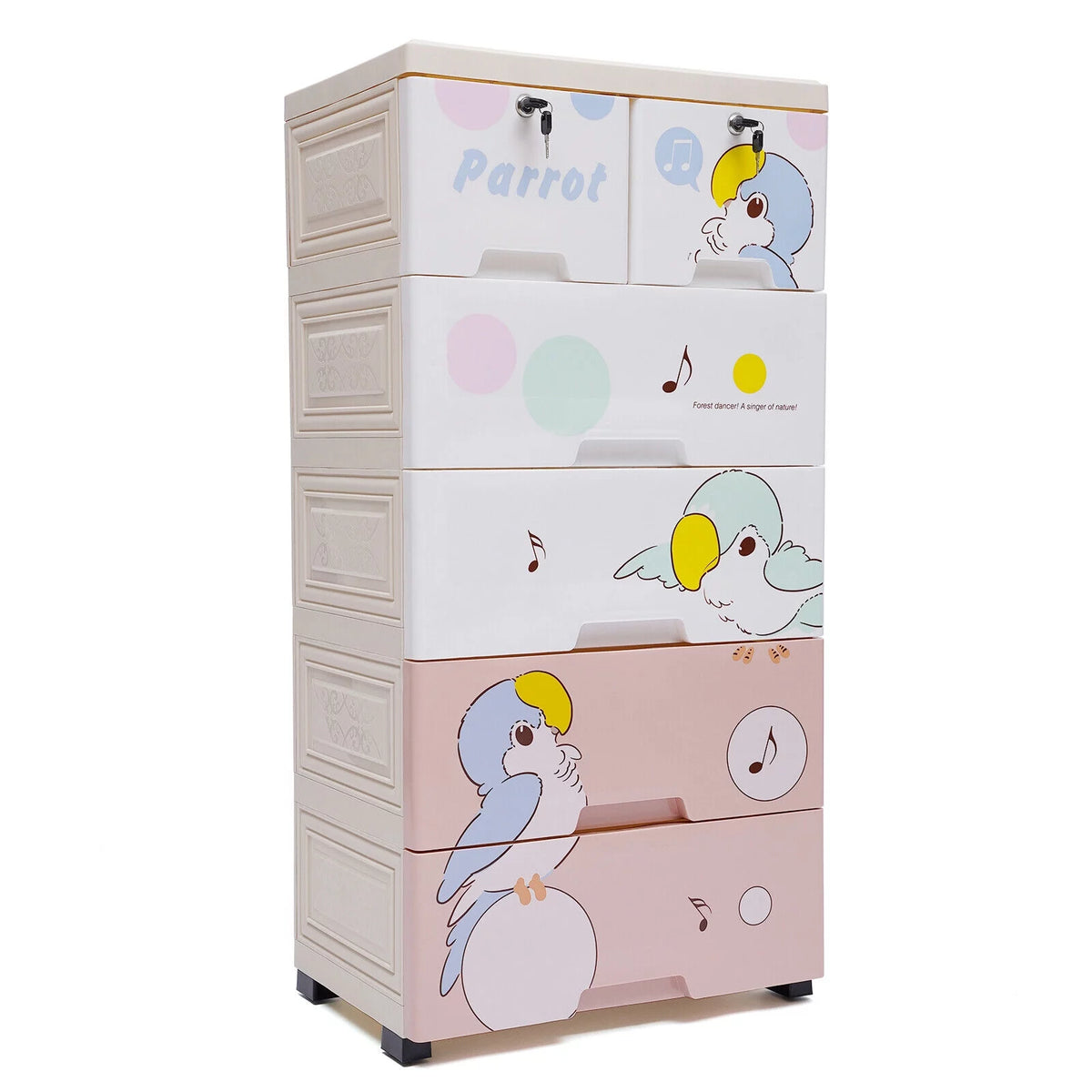 Plastic 6 Drawer Rolling Dresser Storage Cabinet O696662