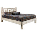 Full Platform Bed with Laser Engraved Pine Tree Design L605