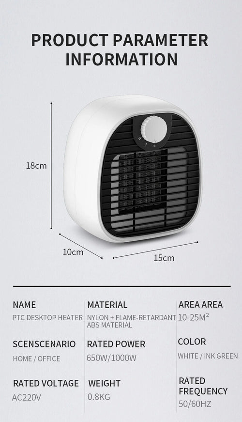 1000W Portable Fan-forced Space Heater X1515