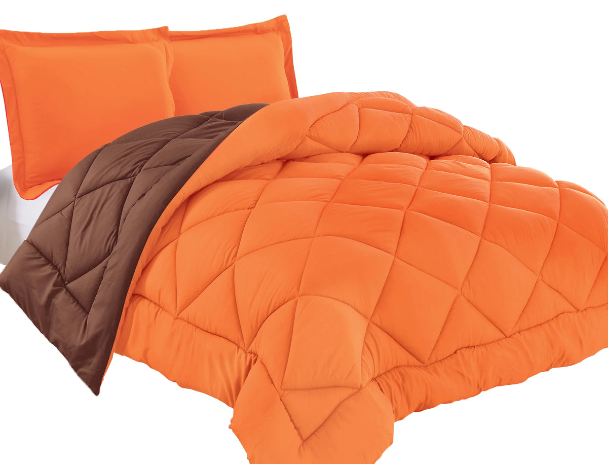 Reversible 3pc Comforter Set King/Cal King Orange/Chocolate P377