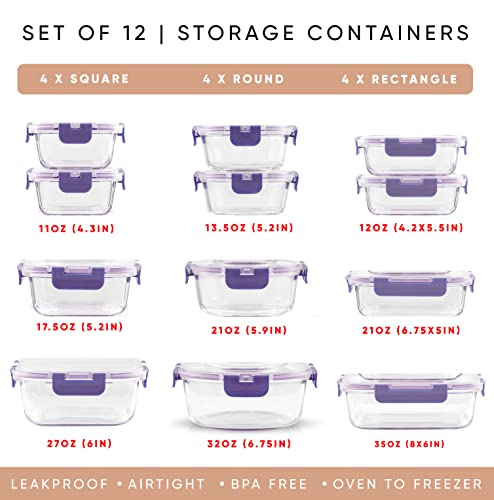 24pc Glass Food Storage Containers with Lids I6193