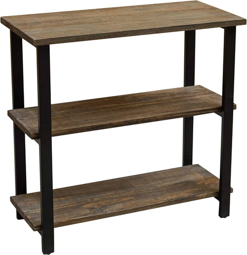 31" Tall 2-Tier Solid Wood And Metal Bookcase Z558
