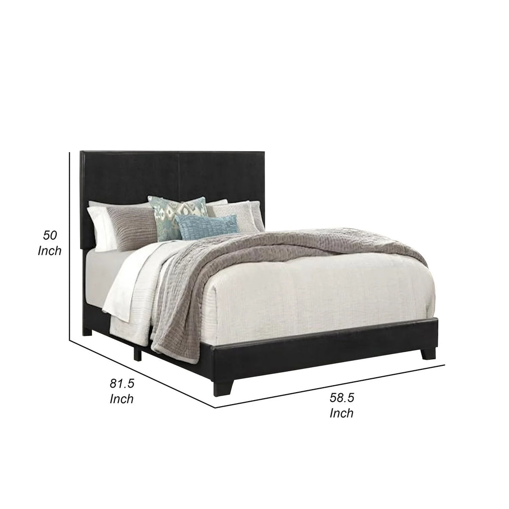 Full Size Black Wood Upholstered Bed J3652